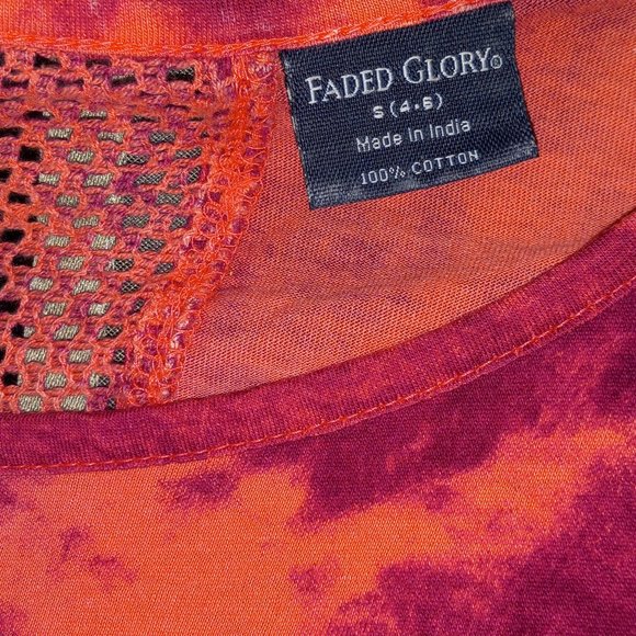 Tie Dye T Shirt Orange and Purple Design - Picture 5 of 5